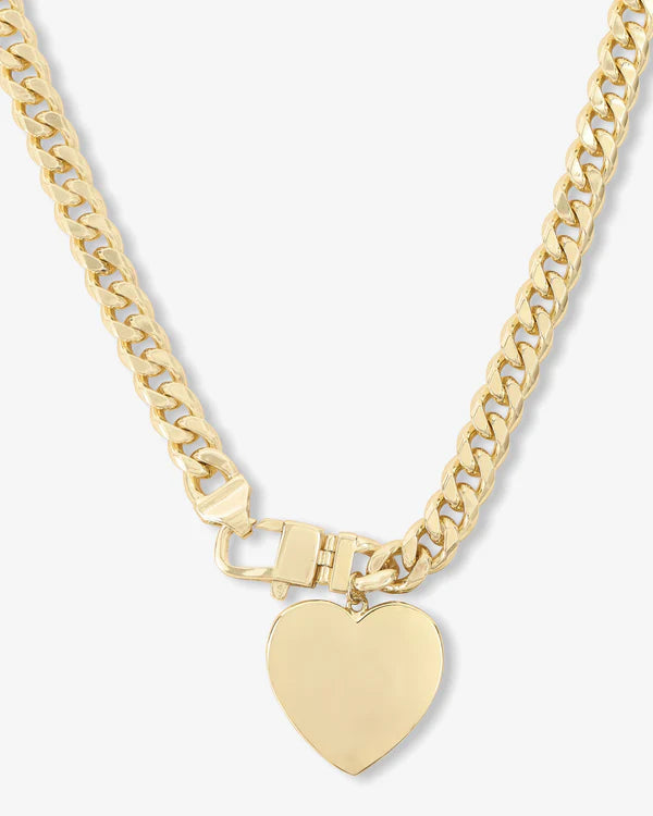 JULIAN XL HEART CUBAN CHAIN NECKLACE 16"