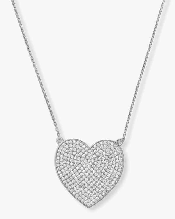 XL YOU HAVE MY WHOLE HEART PAVE NECKLACE 15"