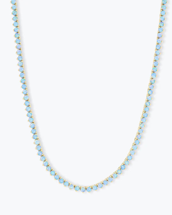 Not Your Basic Blue Opal Tennis Necklace 16"