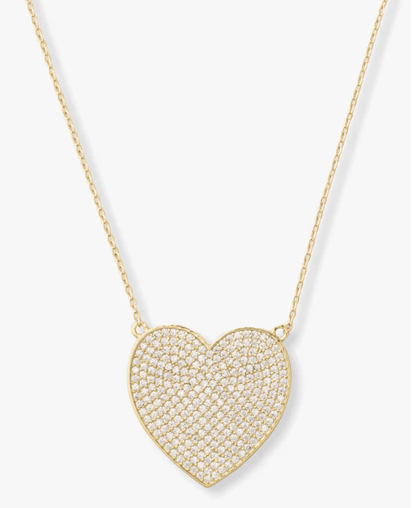 XL YOU HAVE MY WHOLE HEART PAVE NECKLACE 15"