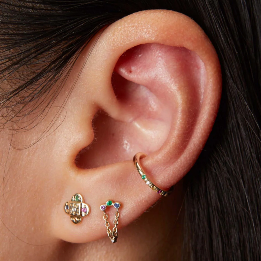 RAINBOW GEMS EAR CUFF