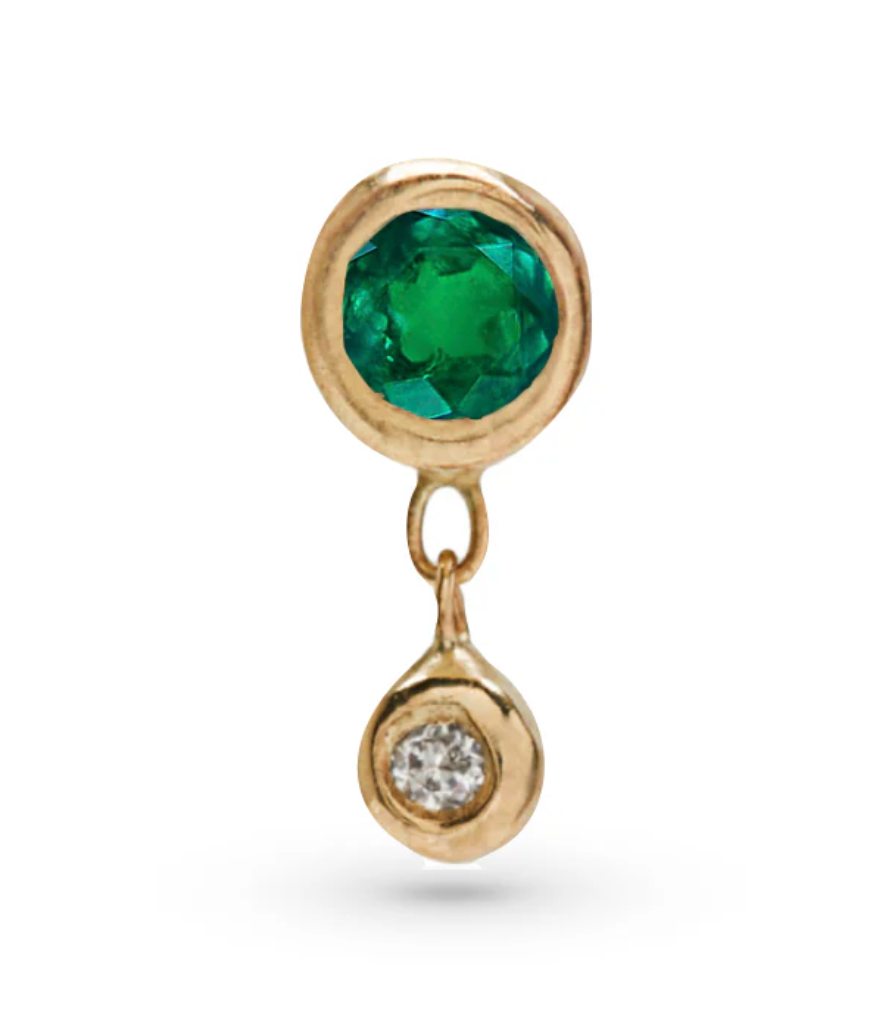 EMERALD BEZEL STUD